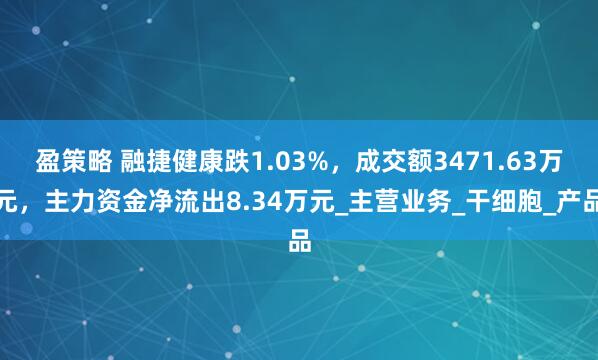 盈策略 融捷健康跌1.03%，成交额3471.63万元，主力资金净流出8.34万元_主营业务_干细胞_产品