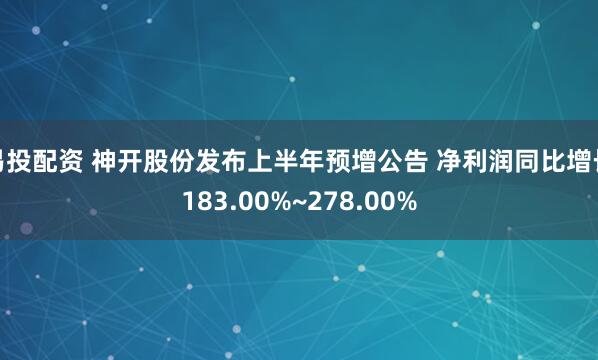 易投配资 神开股份发布上半年预增公告 净利润同比增长183.00%~278.00%